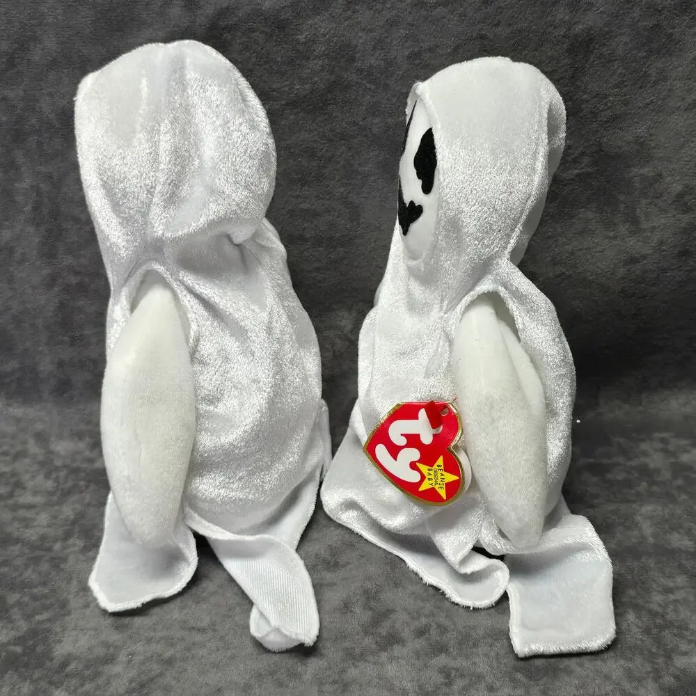 TY Beanie Babies Collection Sheets Hooded Ghost Halloween Pair Beanbag Plush